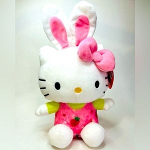 Hello Kitty Sanrio 12” Stuffed Plush ~ Strawberry Jumper & Lime Green Shirt